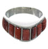 Silver Jewelry Red Oyster Shell Inlay Ring Size 5-3/4 VX36724