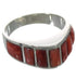 Red Oyster Shell Inlay Silver Jewelry Ring Size 6-3/4 VX36732