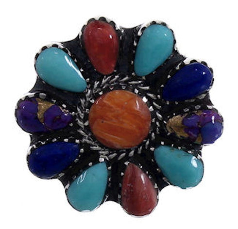 Genuine Sterling Silver Multicolor Ring Size 8-3/4 EX43862