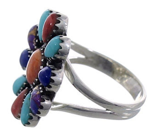 Multicolor Southwest Sterling Silver Ring Size 7-3/4 EX43859