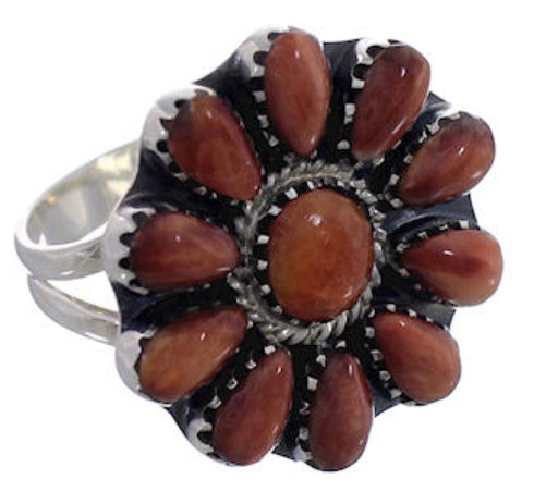 Red Oyster Shell Sterling Silver Ring Size 6-3/4 EX43863