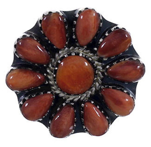 Red Oyster Shell Sterling Silver Ring Size 6-3/4 EX43863