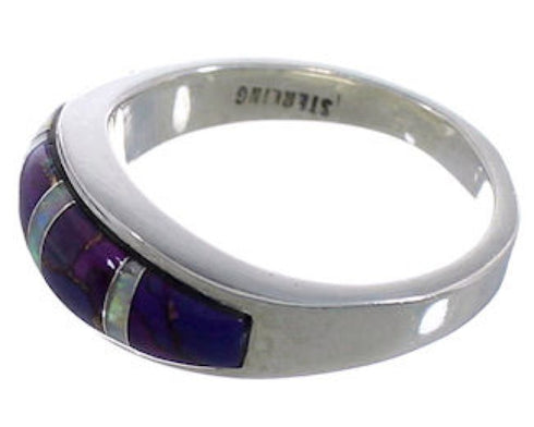 Magenta Turquoise And Opal Silver Ring Size 7-1/2 EX43895
