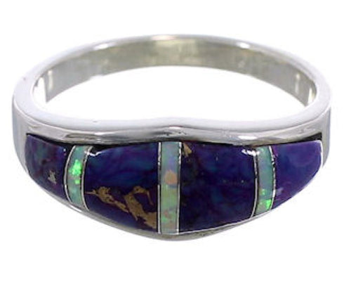 Magenta Turquoise Opal Inlay Ring Size 7-3/4 EX43932