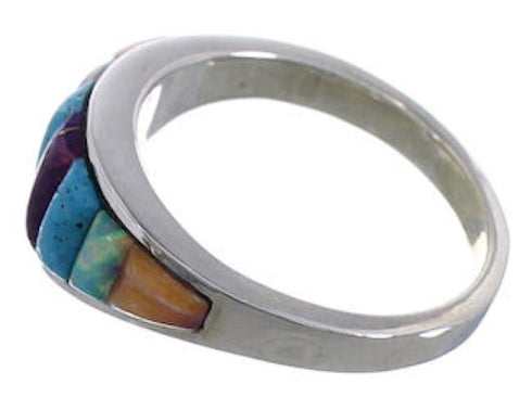 Southwest Multicolor Silver Ring Size 6 EX43936