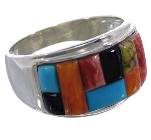 Southwestern Multicolor Inlay Ring Size 11-3/4 EX43946