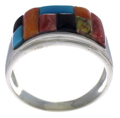 Southwestern Multicolor Inlay Ring Size 11-3/4 EX43946