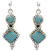 Turquoise Inlay And Silver Post Dangle Earrings FX31044