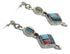 Silver Multicolor Inlay Post Dangle Earrings FX31052