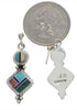 Silver Multicolor Inlay Post Dangle Earrings FX31052