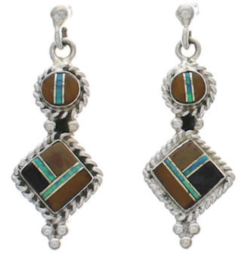 Sterling Silver Multicolor Southwest Post Dangle Earrings FX31054