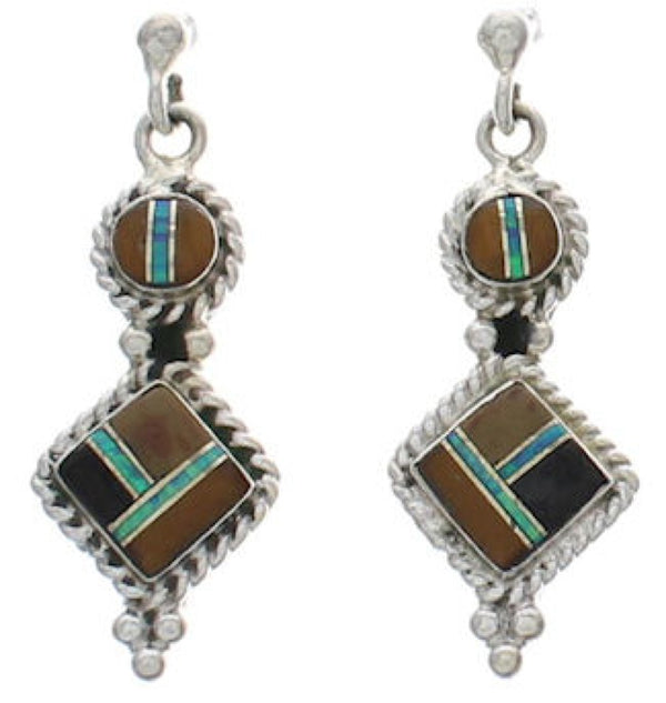 Sterling Silver Multicolor Southwest Post Dangle Earrings FX31054