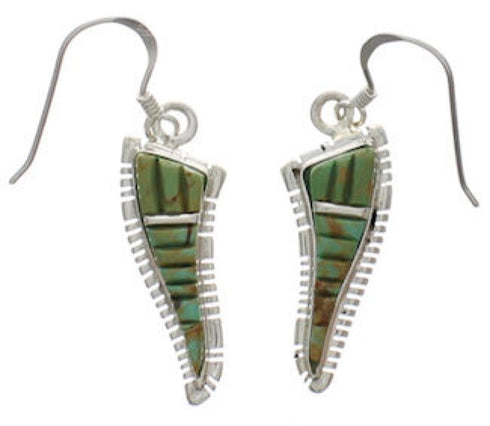 Turquoise Southwest Silver Hook Dangle Earrings FX31068