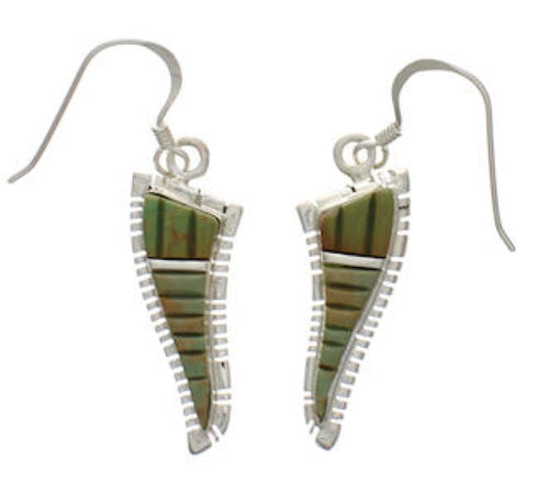 Turquoise Inlay Sterling Silver Hook Dangle Earrings FX31069