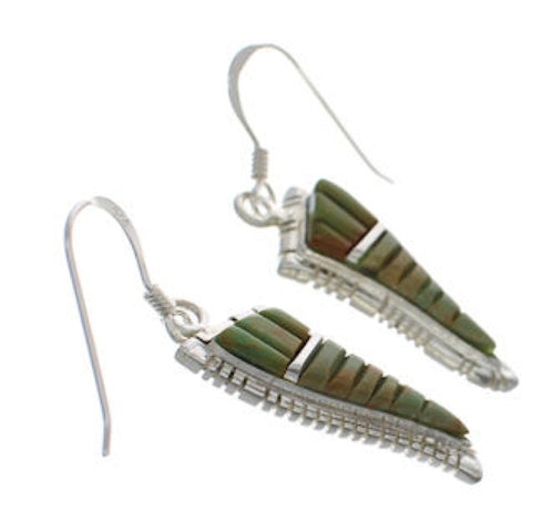 Turquoise Inlay Sterling Silver Hook Dangle Earrings FX31069