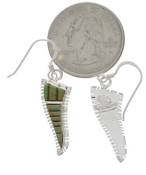 Turquoise Inlay Sterling Silver Hook Dangle Earrings FX31069