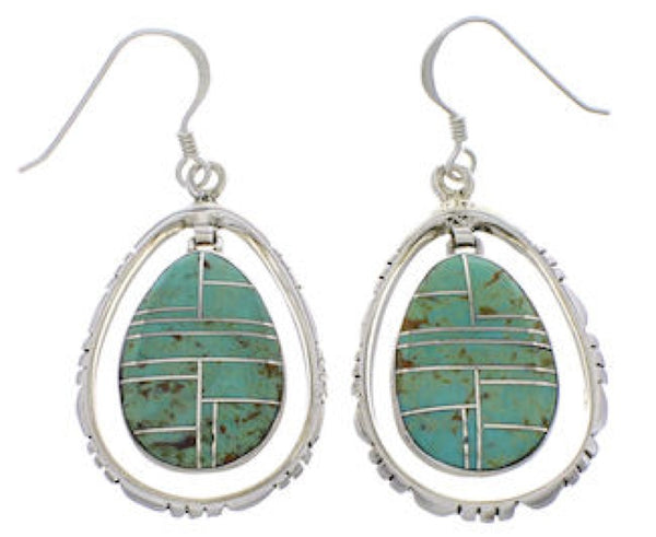 Silver Turquoise Southwest Hook Dangle Earrings FX31882