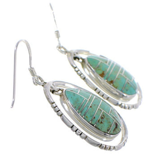 Silver Turquoise Southwest Hook Dangle Earrings FX31882