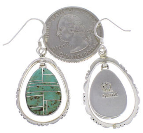 Silver Turquoise Southwest Hook Dangle Earrings FX31882