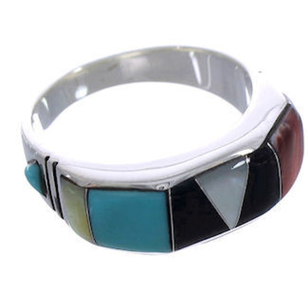 Authentic Silver Southwest Jewelry Multicolor Ring Size 7-1/2 AX36958