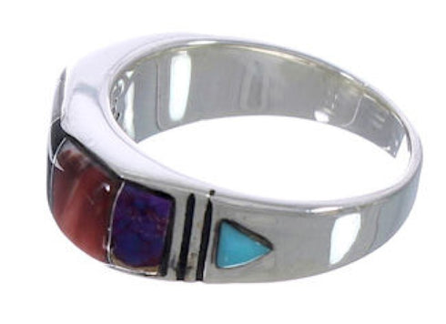 Authentic Silver Southwest Jewelry Multicolor Ring Size 7-1/2 AX36958