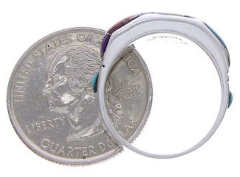 Authentic Silver Southwest Jewelry Multicolor Ring Size 7-1/2 AX36958