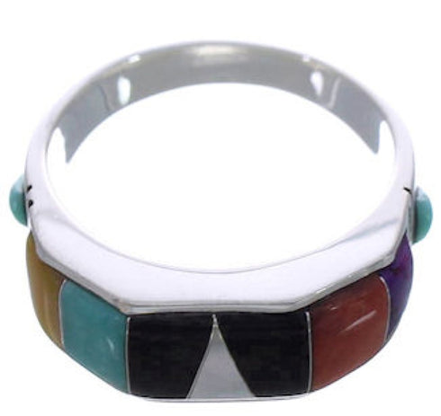 Sterling Silver Southwest Jewelry Multicolor Ring Size 8-1/2 AX36963