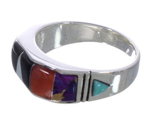 Sterling Silver Southwest Jewelry Multicolor Ring Size 8-1/2 AX36963