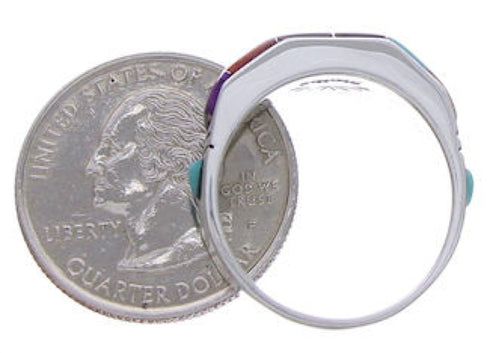 Sterling Silver Southwest Jewelry Multicolor Ring Size 8-1/2 AX36963
