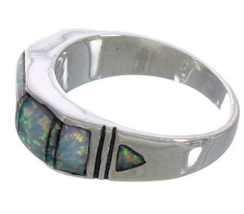 Sterling Silver Jewelry Opal Inlay Ring Size 8-1/4 AX37013