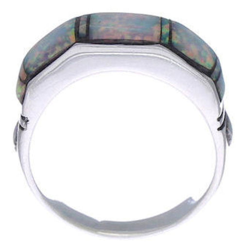 Sterling Silver Jewelry Opal Inlay Ring Size 8-1/4 AX37013