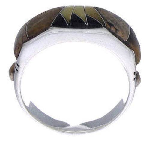 Southwest Jewelry Sterling Silver Multicolor Ring Size 8-1/2 AX37177