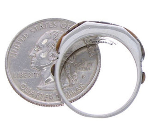 Genuine Sterling Silver Tiger Eye Multicolor Ring Size 6-3/4 AX37163