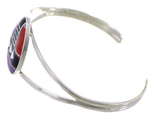 Sterling Silver Multicolor Inlay Cuff Bracelet MX27775