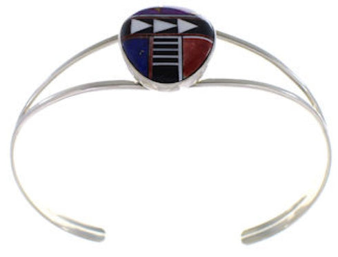 Sterling Silver Multicolor Inlay Cuff Bracelet MX27775