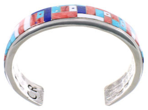 Multicolor Inlay Jewelry Silver Southwest Cuff Bracelet MX27845