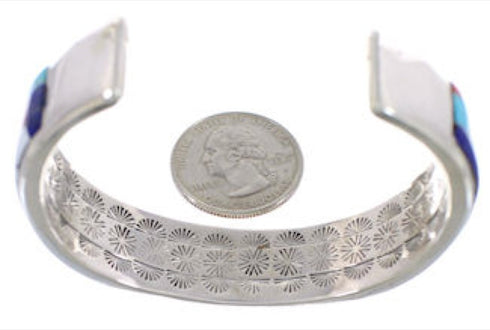 Multicolor Inlay Jewelry Silver Southwest Cuff Bracelet MX27845
