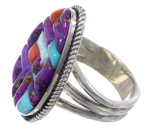 Multicolor Sterling Silver Southwest Ring Size 7-3/4 CX51594