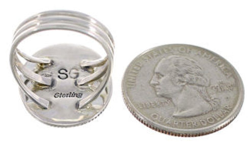 Sterling Silver Multicolor Inlay Southwest Ring Size 6-1/2 CX51609