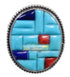 Southwest Multicolor Inlay Sterling Silver Ring Size 7 CX51620