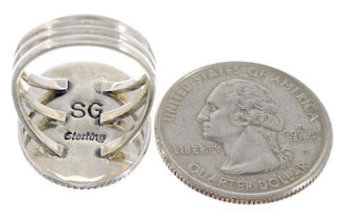 Multicolor Inlay Southwest Sterling Silver Ring Size 8 CX51622