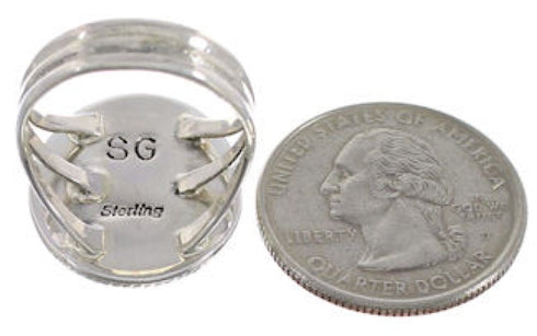 Southwest Genuine Sterling Silver Multicolor Inlay Ring Size 7 CX51646