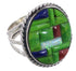Southwestern Authentic Sterling Silver Multicolor Ring Size 5-3/4 CX51659
