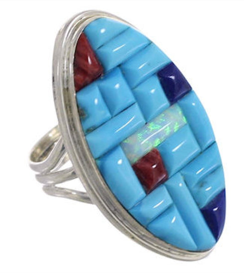 Multicolor Southwest Jewelry Sterling Silver Ring Size 5-3/4 CX51663
