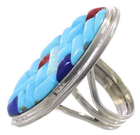 Multicolor Southwest Jewelry Sterling Silver Ring Size 5-3/4 CX51663