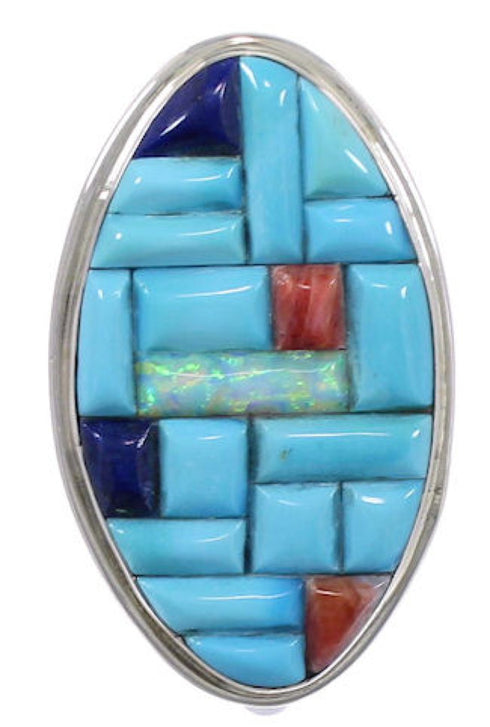 Multicolor Sterling Silver Southwest Jewelry Ring Size 5 CX51664