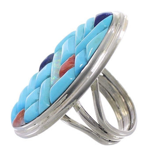 Multicolor Sterling Silver Southwest Jewelry Ring Size 5 CX51664