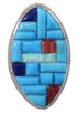 Southwest Jewelry Sterling Silver Multicolor Ring Size 7-1/4 CX51668