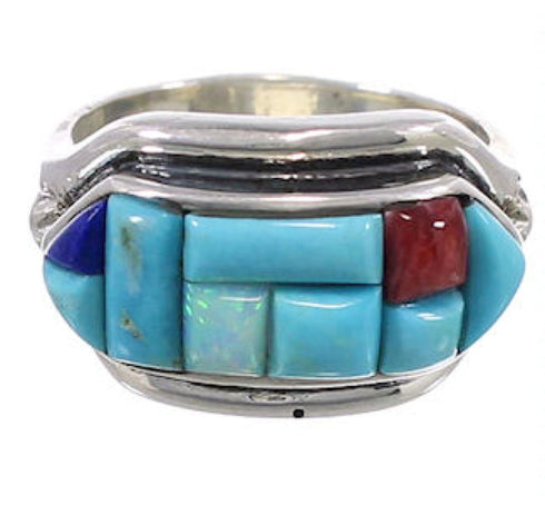 Multicolor Genuine Sterling Silver Southwest Ring Size 7 CX51673