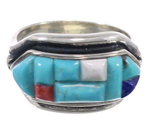 Southwest Multicolor Genuine Sterling Silver Ring Size 7 CX51675